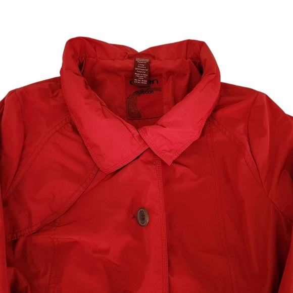 OLSEN Europe outdoor red trench coat belted lightweight jacket size m/l - Picture 7 of 16